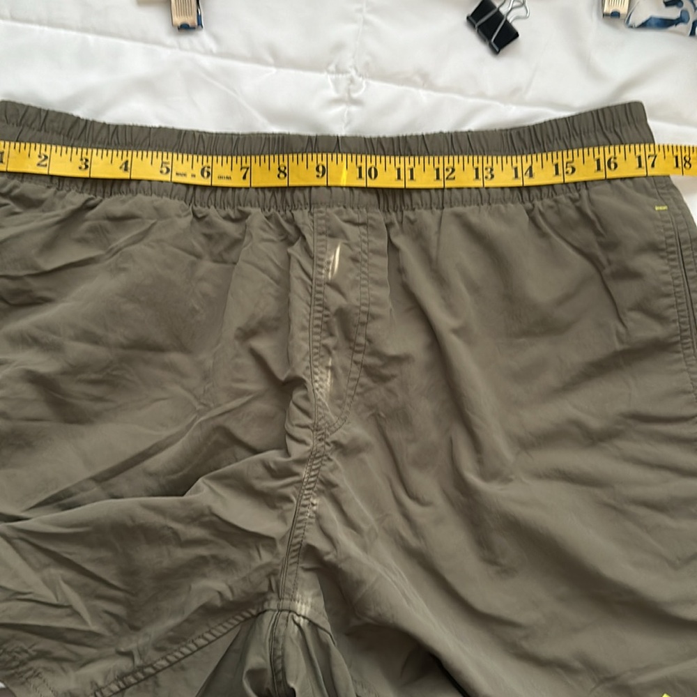 Stio Men's Olive Green Athletic Shorts with Lime Logo - Picture 14 of 15